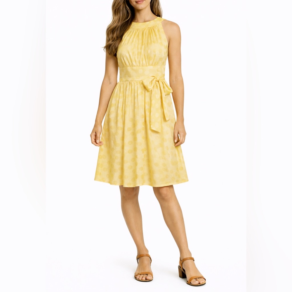 Maggie London Petites Yellow Polka Dot Dress
